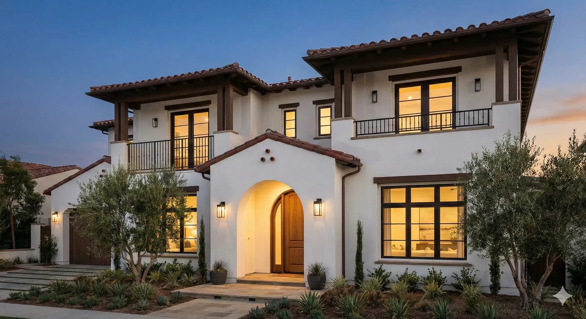 Hollywood Hills custom home at dusk